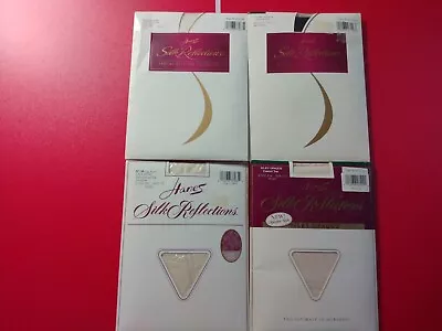 Four Vintage Hanes Silk Reflections Silky Control Top Pantyhose Opaque Glimmer • $7.44