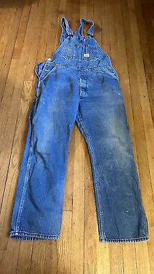 Vintage Roundhouse Bib Overalls Mens 38x32 Blue Denim Western Cowboy VTG 30L* • $29.99