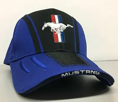 New Red White Blue Tri-bar Ford Mustang Pony Mach 1 Blue/black Cap/hat! • $33.70