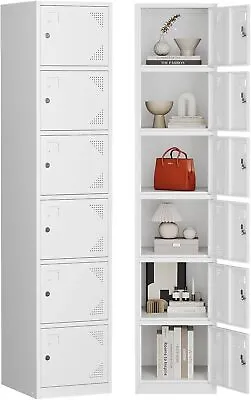 6 Doors Metal Locker Storage Cabinet 6 Tier For Office School Gym Hotel Employee • $129.99