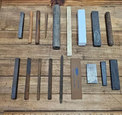 VINTAGE TOOLS NORTON Hard Arkansas India Gesswein Sharpening Stones Lot ☆USA • $0.99