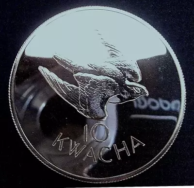 ZAMBIA:  1979 10 Kwacha  Taita Falcon  Rare .925 Silver Proof Cap - Excellent • $1.22