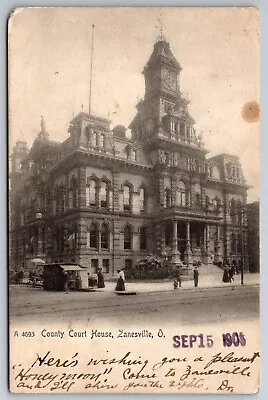 County Court House In 1905 Honeymoon Zanesville OH Postcard T18 • $12.50