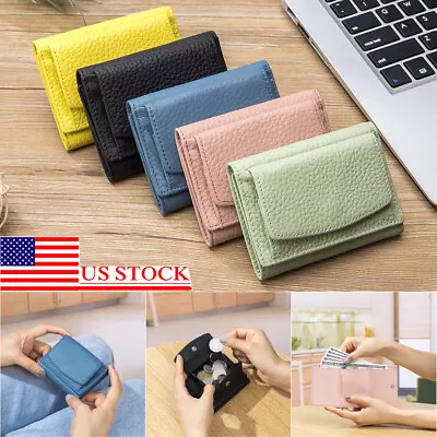 Women RFID-Blocking Card Holder Leather Wallet Small Coin Bag Bifold Purse Gift • $6.72