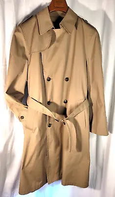 Glen Eagles Double Breasted Trench Coat Men's 40 Long Tan Beige Removable Lining • $30.17