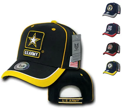 Piped Military Air Force Army Marines Navy USA Flag Patriotic Baseball Hats Caps • $20.95