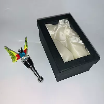 Multicolor Murano Style Blown Glass Butterfly Wine Bottle Stopper Cork 4.5  Tall • $24