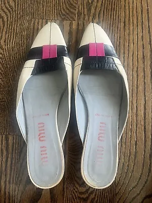 MIU MIU Women’s Point Toe Loafers/ Flats Sz. 38 (7.5-8) Beige • $120