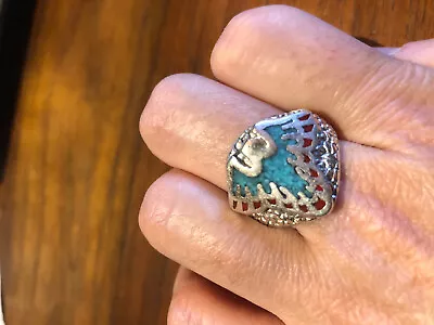 Vintage Southwestern Real Stone Inlay Size 8.5 Men's Eagle Ring • $44