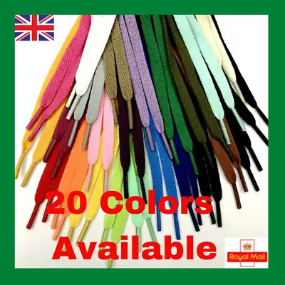 Flat Coloured Shoe Laces 20 Colours Shoelaces Football Boots Trainer Shoes 140CM • £2.49