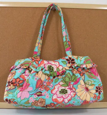 Vera Bardley Lisa B Tropical Quilted Silk Handbag Purse 6 In X 13 In X 3 In • $25