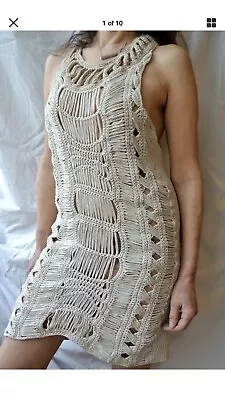 £75 • Buy All Saints Hand Crochet Frivolite Dress / Beach Cover Up  Size 8