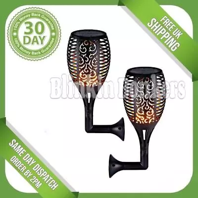£14.89 • Buy 2 X Solar Powered Garden Wall Lights Moroccan Flame Effect Decorative Flickering