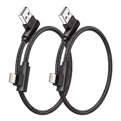 Osecet Lightning Cable 1Ft 90 Degree 2 Pack Mfi Certified Elbow Short Iphone ... • $31.35