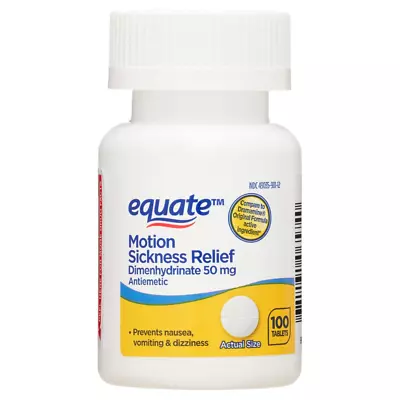 Equate Fast-Acting Motion Sickness Relief Dimenhydrinate Tablets 50 Mg 100 CT • $8.95