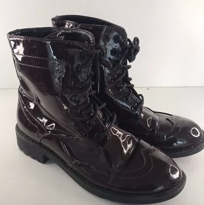 £15 • Buy Redherring Burgundy Patent Flat Ankle Boots Size 4 DM Style