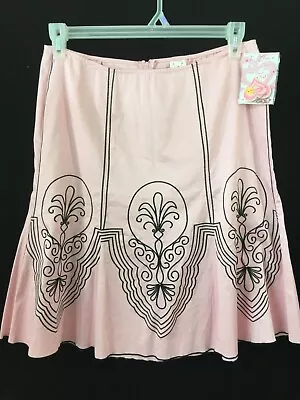 Heart Soul Peplum Skirt Size 7 Pink Black Embroidered NEW 32  Waist Flare • $14.99