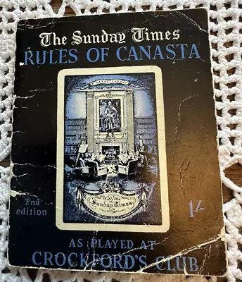 Vintage The Sunday Times Rules Of Canasta As Played At Crockford's Club Booklet • £6