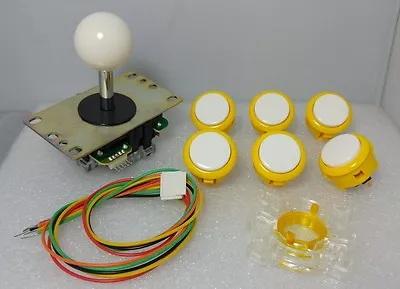 $38.60 • Buy Japan Sanwa Mix Buttons Yellow White X 6 & White Joystick GT-Y Arcade Parts