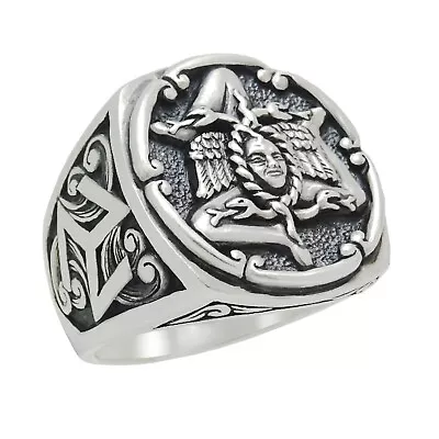 Medusa Triskelion Sicilian Sterling Silver 925 Men’s Ring Handmade Trinacria • $160