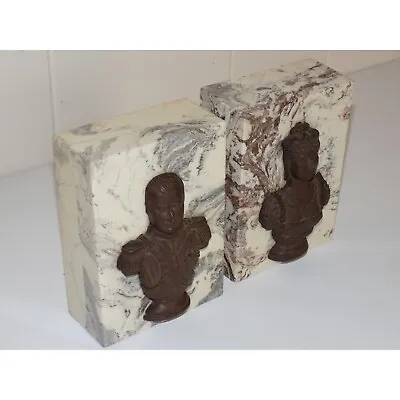 Vintage Burwood Products Co Heavy Bookends Bust Marble • $50