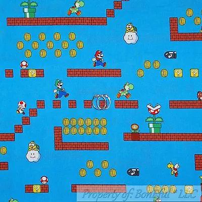 BonEful Fabric FQ Cotton Quilt Super Mario Brothers Nintendo Game Boy Gold Coin • $22.80