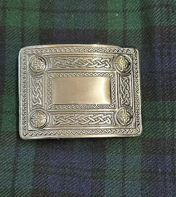   Scottish Four Corner CELTIC KNOT Kilt Belt Buckle Nickel Antique Finished • $14.99