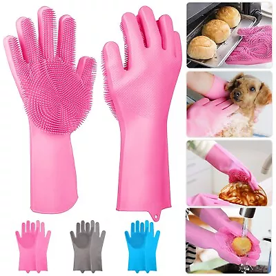 Magic Gloves Dish Washing Silicone Rubber Scrubber Cleaning Cold Heat Resistant • $6.92