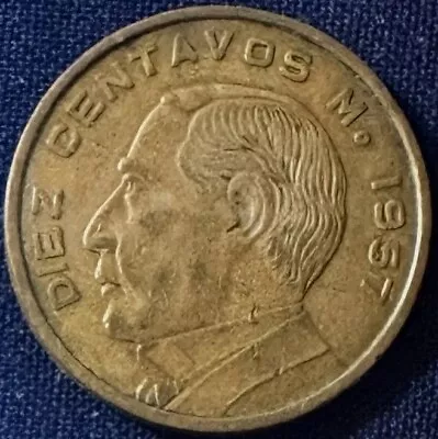 1957 (mo)  Mexico 10 Centavos Diez  Foreign Coins KM#433 • $0.06