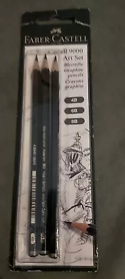FABER CASTELL 9000 GRAPHITE ARTIST DRAWING PENCIL 4B 6B 8B New In Pack Pack Of 3 • $12.50