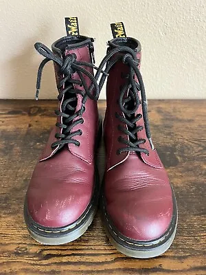 Dr. Martens 1460Y Womens 6 Combat Boots Maroon And Distressed! • $39.99