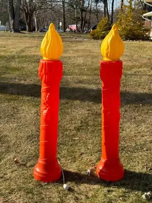 Set Of 2 Christmas Candle Blow Molds Tpi Lighted Yard Decor 1995 35  Vintage • $60