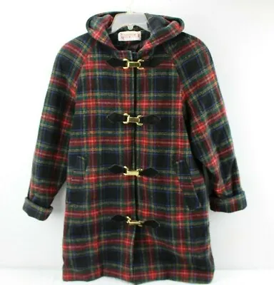 VINTAGE Stephanie Mathews II Women's Coat Jacket Size 7 Plaid Wool Blend USA • $25.96