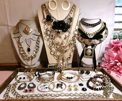 Vtg~Now Gold Tones Statement Costume Junk Jewelry Lot~Great For Crafts~Redesign • $14