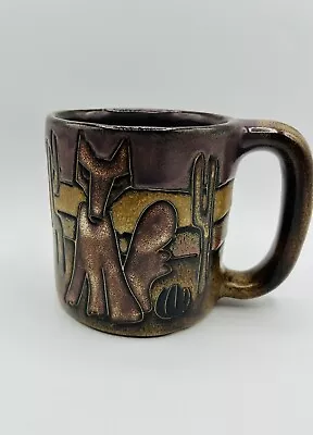 Mara Mexico Howling Wolf Coyote Art Pottery Stoneware Coffee Mug Lavender • $17
