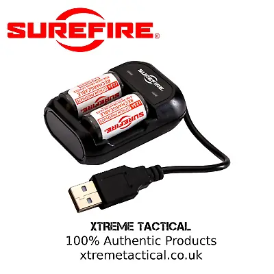 SureFire Rechargeable Batteries Pack Of 2 And Charger SFLFP123-KIT • £39.99