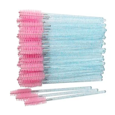 Disposable Crystal Eyelash Brush Mascara Wands Applicator Pink And Blue Glitter • $8.98