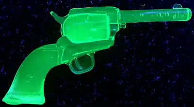 Green Vaseline Glass Colt Revolver Pistol Uranium Single Action Army Gun Python  • $41