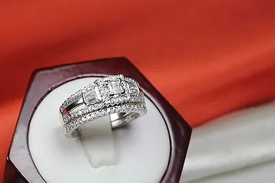 Vintage Style 1.65 C Sterling Silver 925 Cz Engagement Wedding Ring Set Wrs49-mu • $17.28