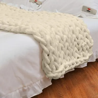 Chenille Chunky Knitted Blanket Weaving Blanket Mat Throw Chair Decor Warm Soft • £117.19