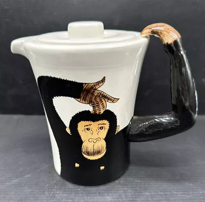 Pier 1 One Imports ~ Monkey Teapot Hand Painted Stoneware • $24.99