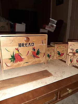 Vintage Wooden Bread Box Set 10 Piece Set  • $30