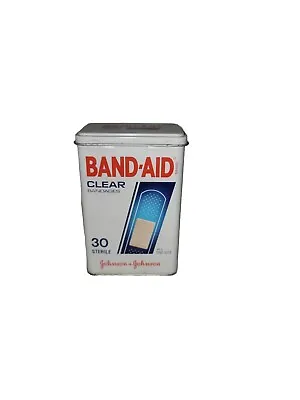 Vintage BAND-AID Johnson & Johnson Clear Strips Metal Tin Box 30 CT Advertising • $10
