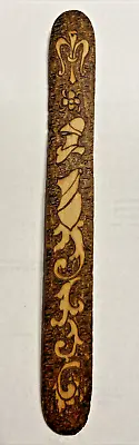 Vtg Wooden Hand Made Bookmark? Souvenir? 9  Long X 1  Wide - Carved? Burnt? • $11.65