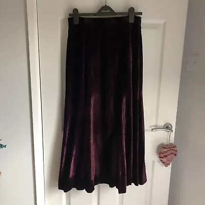 Vintage 90s Y2K  Deep Red Burgundy Velvet Long Maxi Skirt 12 Liz Claiborne • £15