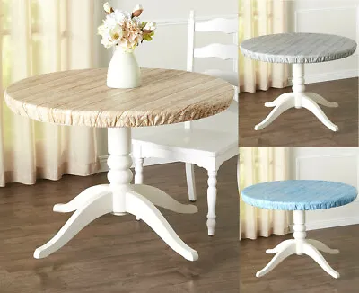 $20.99 • Buy Fitted Wood-Look Tablecloth Round Elastic Patio Table Cover PEVA