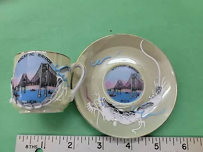 Vintage Mackinac Bridge Michigan State Souvenir Cup And Saucer • $5.95