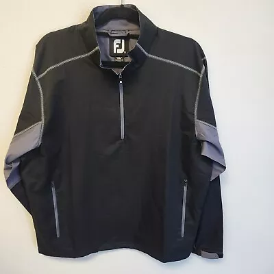 Footjoy Mens Half Zip Windshirt Sport Golf Pullover Sz L Long Sleeve Black Gray • $28