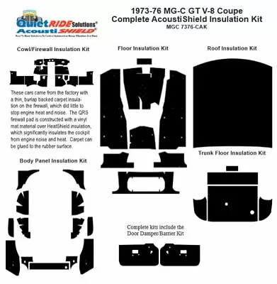 1973 - 1976 MG C GT V8 Coupe Complete Acoustic Insulation Kit • $862.50