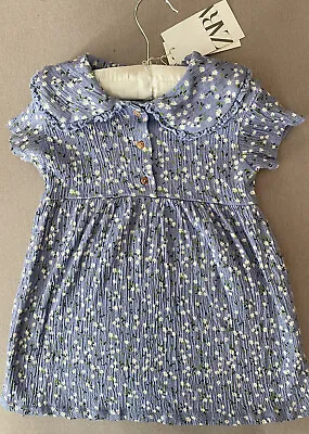 BNWT ZARA Baby Girl Blue Floral Dress - 12-18 Months. RRP £15.99 • £12